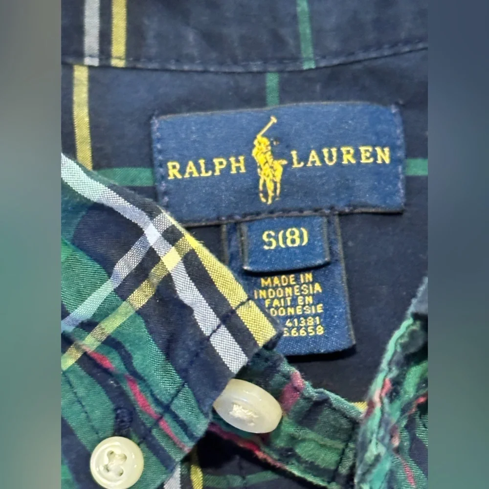 Ralph Lauren Boy’s (8) Plaid Button-Down Shirt - Blue and Green